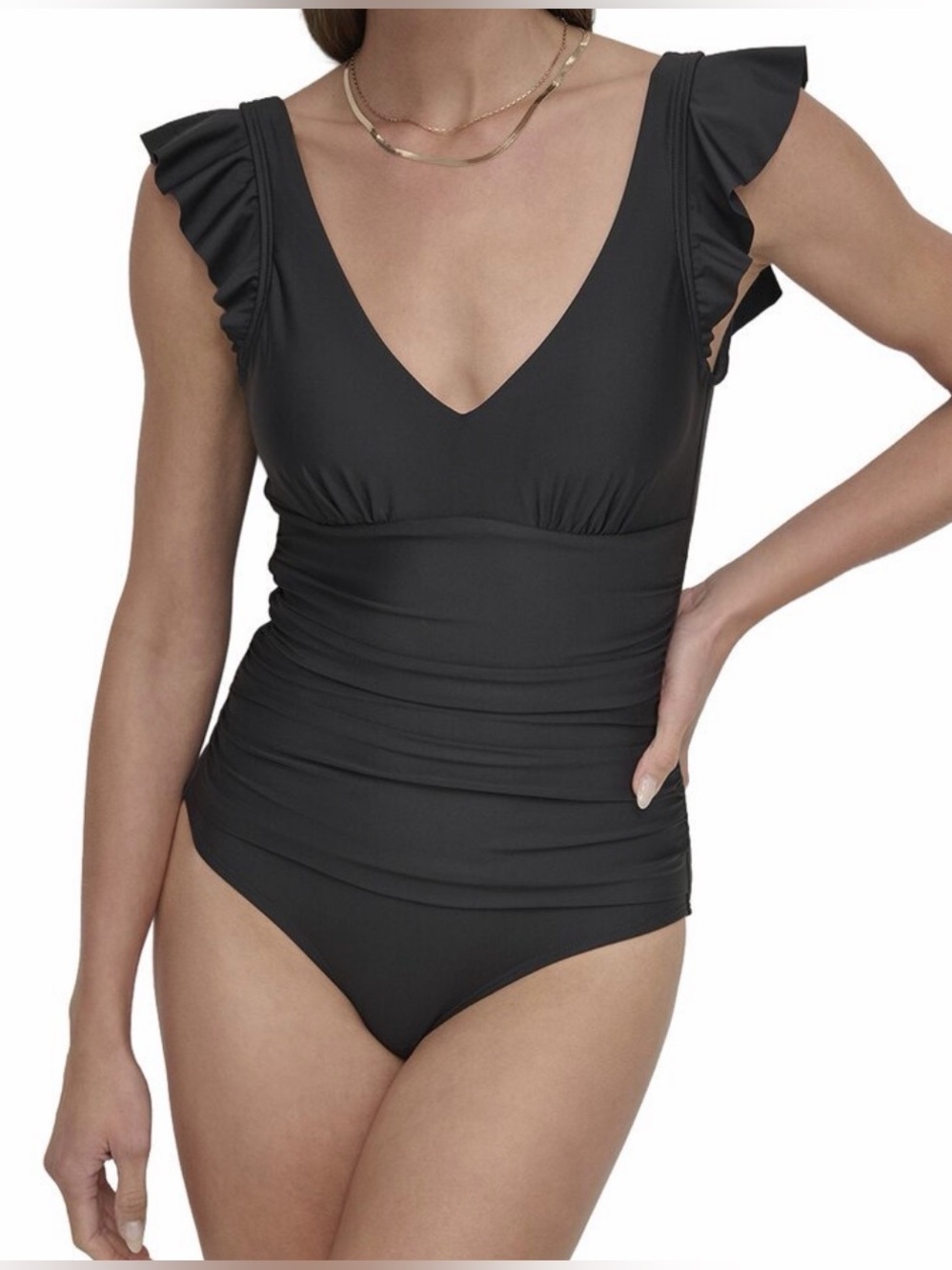 NWT DKNY Olive One-Piece Swimsuit Size Large